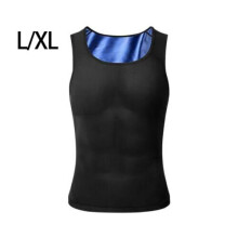 ( Black+Blue, 4XL/5XL) Gynecomastia Compress Tank Top Men Slimming Body Shaper Vest Sweat