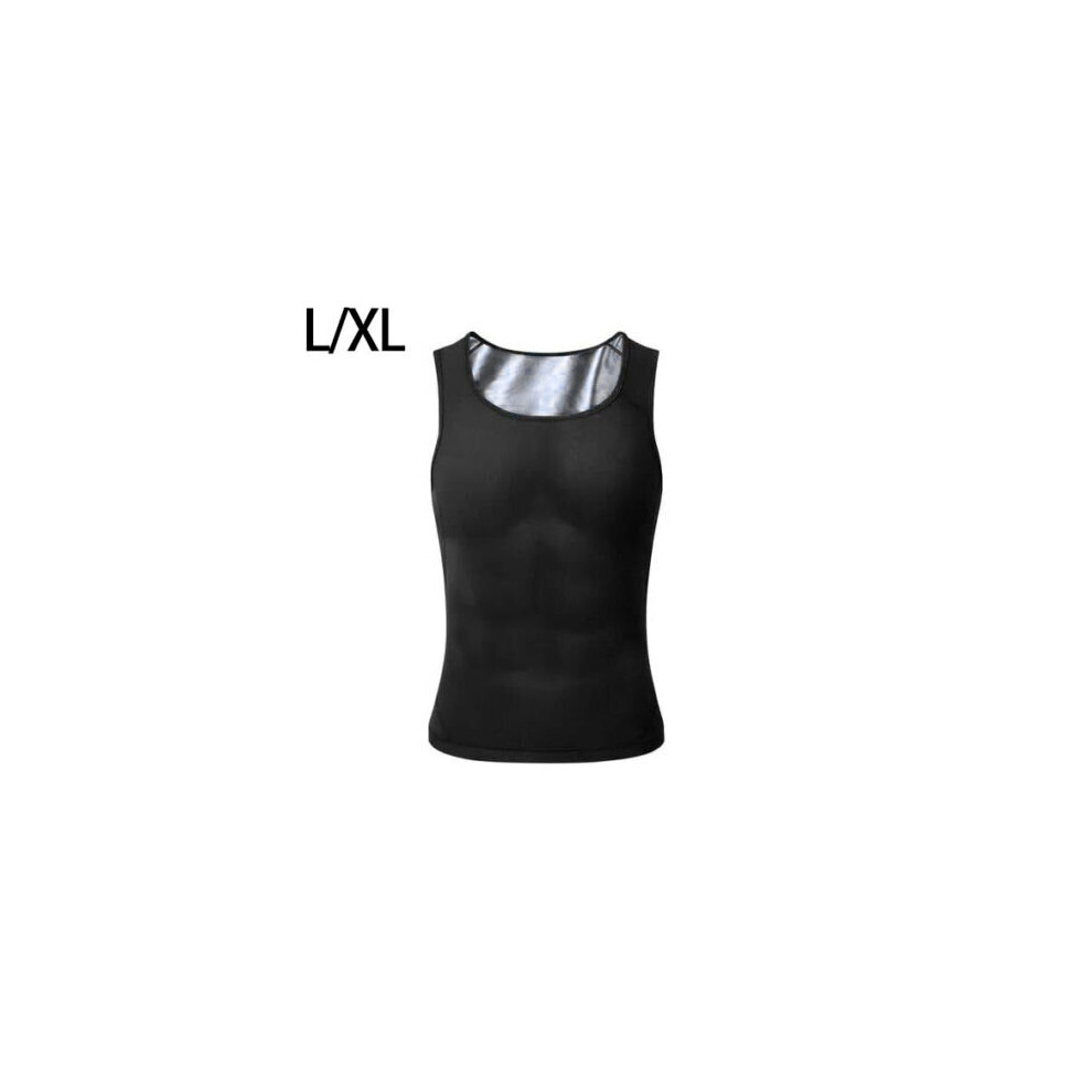 Mdsrjone ( Black+Sliver, 4XL/5Xl) Gynecomastia Compress Tank Top Men Slimming Body Shaper Vest Sweat