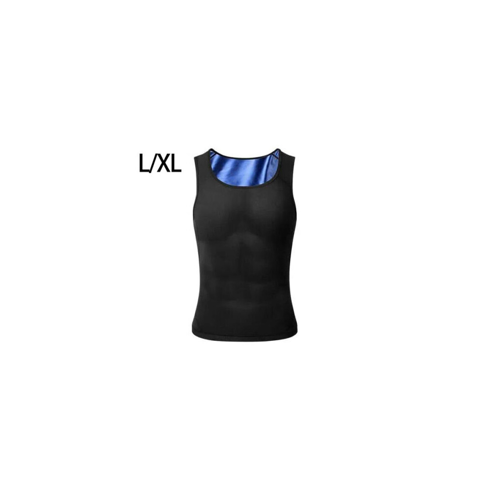 (  Black+Blue,   L/XL) Gynecomastia Compress Tank Top Men Slimming Body Shaper Vest Sweat