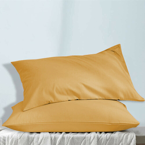 Imperial Rooms (Ochre, Plain Pillow Case Only) Luxury Fitted Sheet Single Double King Bed Sheets