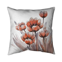 Begin Home Decor 5541-2020-FL170 20 x 20 in. Watercolor Red Flowers-Double Sided Print Indoor Pillow