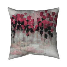Begin Home Decor 5541-2020-AB24-1 20 x 20 in. Pink & Black Flowers Field-Double Sided Print Indoor Pillow