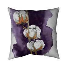 Begin Home Decor 5541-2020-FL252-2 20 x 20 in. Watercolor Purple Cotton Flowers-Double Sided Print Indoor Pillow