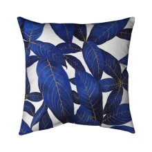 Begin Home Decor 5541-2020-FL174 20 x 20 in. Abstract Modern Blue Leaves-Double Sided Print Indoor Pillow