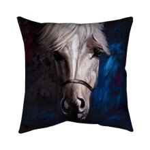 Begin Home Decor 5541-2626-AN79 26 x 26 in. White Horse on Blue Background-Double Sided Print Indoor Pillow
