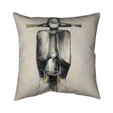 Begin Home Decor 5541-2626-TR49 26 x 26 in. Small Black Moped-Double Sided Print Indoor Pillow