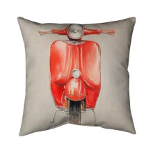 Begin Home Decor 5541-2626-TR48 26 x 26 in. Small Red Moped-Double Sided Print Indoor Pillow