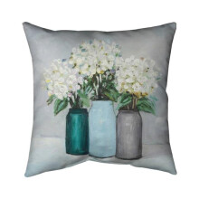 Begin Home Decor 5541-2626-FL117 26 x 26 in. Hydrangea Flowers In Blue Vases-Double Sided Print Indoor Pillow