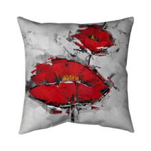 Begin Home Decor 5541-2626-FL13 26 x 26 in. Texturized Red Poppies-Double Sided Print Indoor Pillow