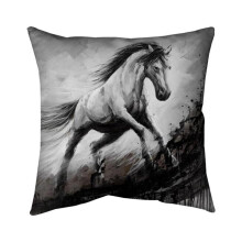 Begin Home Decor 5541-2020-AN117-1 20 x 20 in. White Horse in the Wind-Double Sided Print Indoor Pillow