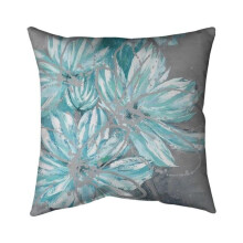 Begin Home Decor 5541-2626-FL152 26 x 26 in. Three Little Abstract Blue Flowers-Double Sided Print Indoor Pillow