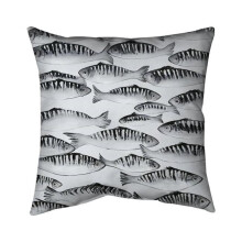 Begin Home Decor 5541-2626-AN434 26 x 26 in. Grey Shoal of Fish-Double Sided Print Indoor Pillow