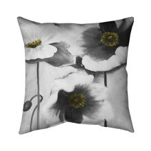 Begin Home Decor 5541-2626-FL120 26 x 26 in. Black & White Flowers-Double Sided Print Indoor Pillow