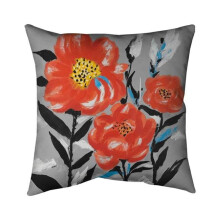 Begin Home Decor 5541-2626-FL216 26 x 26 in. Pink Flowers with Blue Leaves-Double Sided Print Indoor Pillow