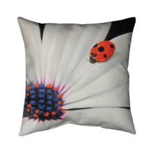 Begin Home Decor 5541-2626-FL175 26 x 26 in. White Daisy & Ladybug-Double Sided Print Indoor Pillow