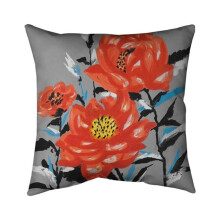 Begin Home Decor 5541-2626-FL215 26 x 26 in. Three Pink Flowers-Double Sided Print Indoor Pillow