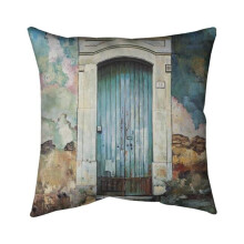 Begin Home Decor 5541-2626-SL9 26 x 26 in. Blue Door of An Old Building-Double Sided Print Indoor Pillow