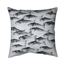 Begin Home Decor 5541-2626-AN435 26 x 26 in. Grey School of Fish-Double Sided Print Indoor Pillow