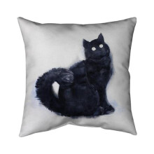 Begin Home Decor 5541-2626-AN422 26 x 26 in. Furry Black Watercolor Cat-Double Sided Print Indoor Pillow