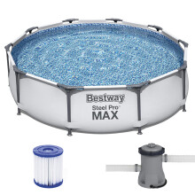 (10"X30") 10|12ft BestWay Steel Pro Frame Swimming Pool Set Round Above Ground Filter Pump