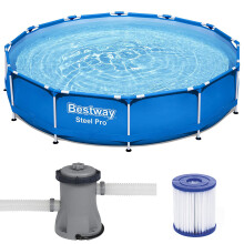 (12''X30 + Pool Filter) 10|12ft BestWay Steel Pro Frame Swimming Pool Set Round Above Ground Filter Pump