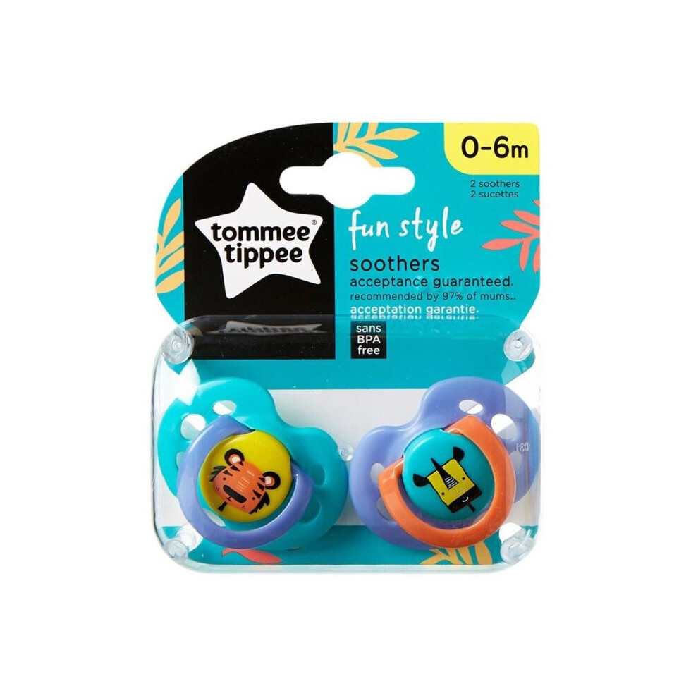 Tommee Tippee Fun Style Soother For 0-6 Months+ Babies, Pack of 2's