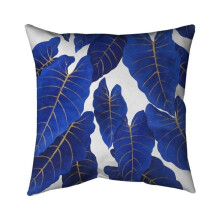 Begin Home Decor 5541-2626-FL173 26 x 26 in. Tropical Abstract Blue Leaves-Double Sided Print Indoor Pillow