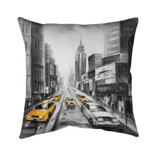 Begin Home Decor 5541-2020-CI162 20 x 20 in. Yellow Taxis In New York-Double Sided Print Indoor Pillow