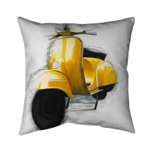 Begin Home Decor 5541-1818-TR40 18 x 18 in. Yellow Italian Scooter-Double Sided Print Indoor Pillow