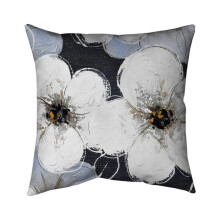 Begin Home Decor 5541-2020-FL10 20 x 20 in. White Flowers with Leaves Outlines-Double Sided Print Indoor Pillow