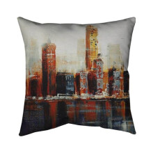 Begin Home Decor 5541-2020-CI26 20 x 20 in. Abstract Red Cityscape-Double Sided Print Indoor Pillow