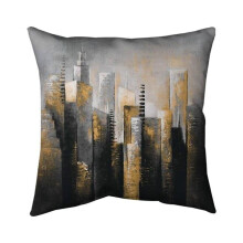Begin Home Decor 5541-2020-CI275-1 20 x 20 in. Abstract Gold Skyscraper-Double Sided Print Indoor Pillow