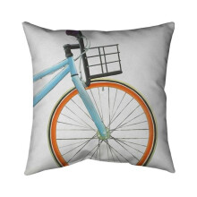 Begin Home Decor 5541-1818-TR31 18 x 18 in. Orange & Blue Bike-Double Sided Print Indoor Pillow