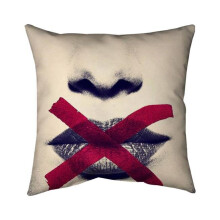 Begin Home Decor 5541-2626-FI14-1 26 x 26 in. Greyscale Lips with A Red X-Double Sided Print Indoor Pillow