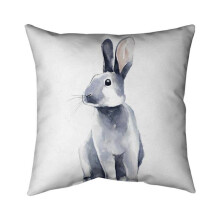 Begin Home Decor 5541-2626-AN372 26 x 26 in. Grey Curious Rabbit-Double Sided Print Indoor Pillow