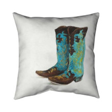 Begin Home Decor 5541-2626-FA7 26 x 26 in. Blue Cowboy Boots-Double Sided Print Indoor Pillow