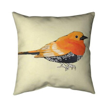 Begin Home Decor 5541-2626-AN361 26 x 26 in. Little Orange Bird Illustration-Double Sided Print Indoor Pillow