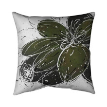 Begin Home Decor 5541-1818-FL201 18 x 18 in. Green Flower with Splash Outline-Double Sided Print Indoor Pillow