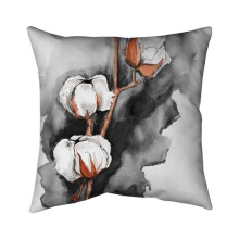 Begin Home Decor 5541-1818-FL251-1 18 x 18 in. Cotton Flowers on A Black Background-Double Sided Print Indoor Pillow