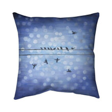 Begin Home Decor 5541-2020-AN78 20 x 20 in. Birds on A Wire with A Clear Blue Sky-Double Sided Print Indoor Pillow