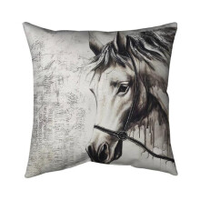 Begin Home Decor 5541-2020-AN69 20 x 20 in. Alpha The White Horse-Double Sided Print Indoor Pillow