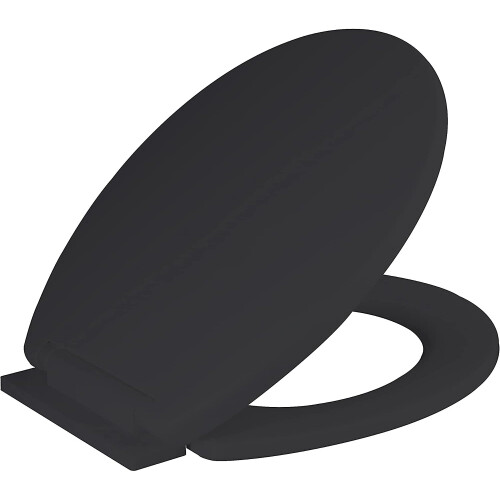 Ram® Black Soft Close Toilet Seat with Adjustable Hinges LOO Toilet