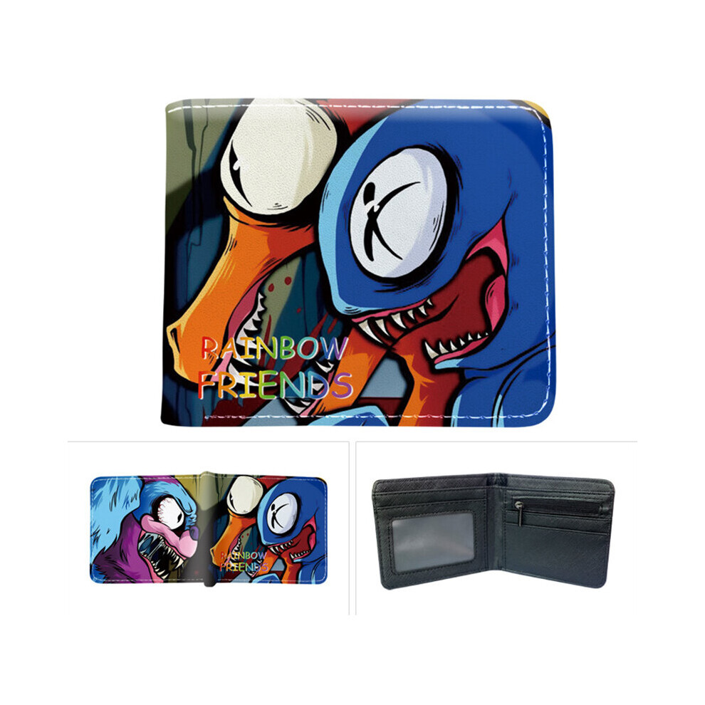 (BlueRed) Roblox Rainbow Friends Bifold Short Wallet Id Window Coin Zipper Card Bag Gifts