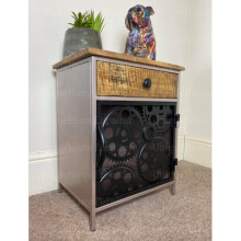 Industrial Bedside Table Rustic Metal Side Cabinet Vintage Retro Storage Cupboard