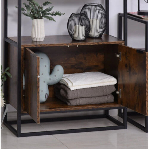 Industrial Bookcase Large Vintage Display Side Cabinet Tall Rustic Storage Unit 1
