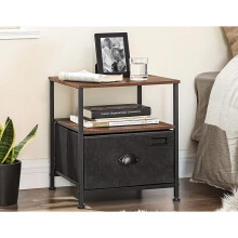 Industrial Bedside Table Rustic Drawer Cabinet Vintage Metal Side End Table Unit