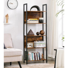 Tall Industrial Bookcase Vintage Display Unit Rustic Slim Storage Shelf Cabinet