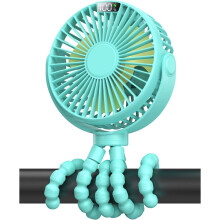 (Green) Youngshion Portable Stroller Fan LED Display Handheld Cooling Fan