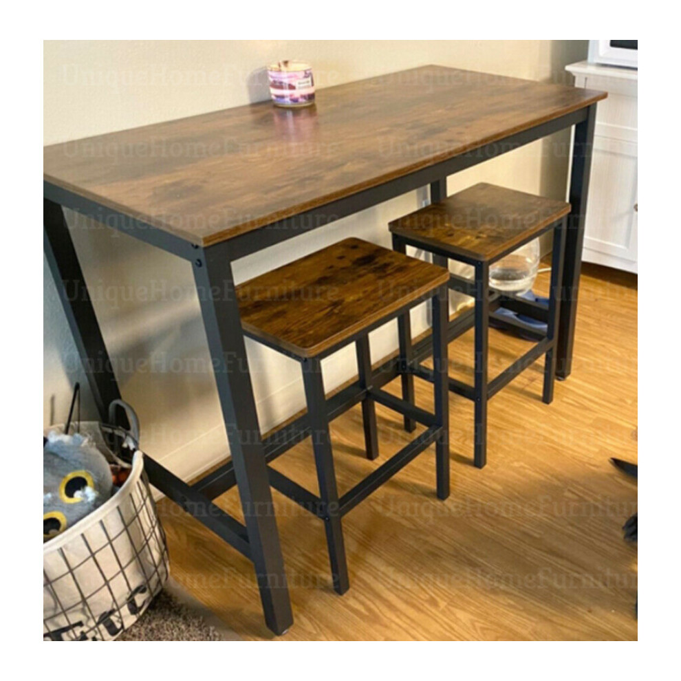 Industrial Bar Table and Stools Tall Rustic Kitchen Vintage Breakfast Dining Set