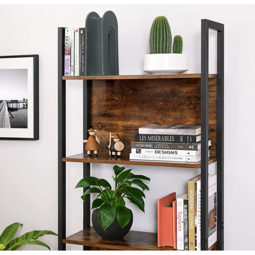 Tall Industrial Bookcase Vintage Display Unit Rustic Slim Storage Shelf Cabinet 2